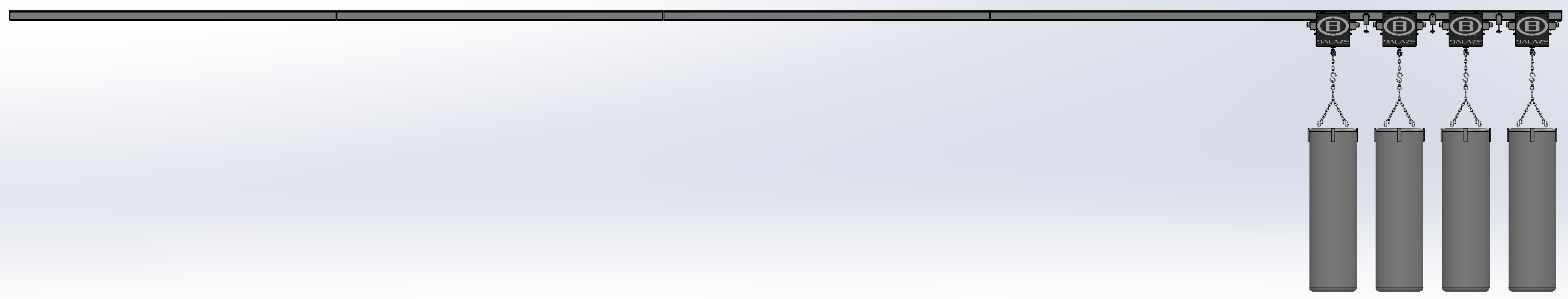 Schematic of Balazs Boxing Track System with bags stored.