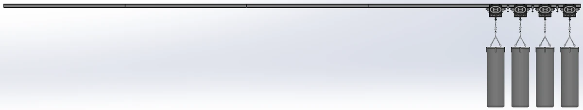 Schematic of Balazs Boxing Track System with bags stored.